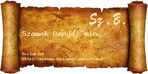 Szamek Benjámin névjegykártya